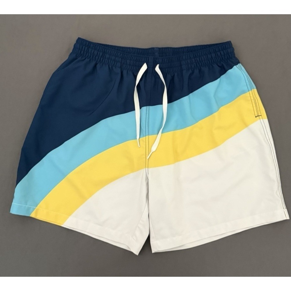 Chubbies Swim Trunks Mens XL White Blue The Shore Enoughs Drawstring Pockets